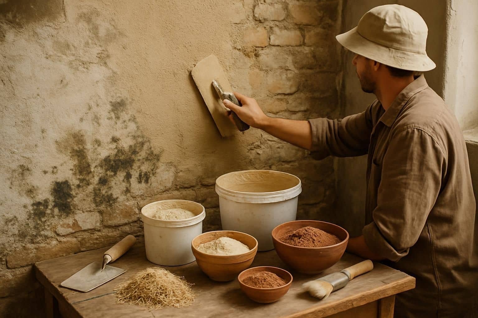 Découvrez nos enduits naturels efficaces pour traiter et protéger vos murs humides, assurant une solution écologique et durable contre l'humidité.