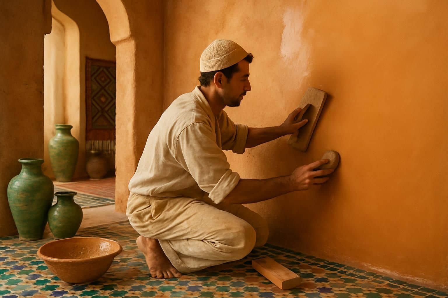 Découvrez notre guide complet pour réussir le tadelakt, cet enduit traditionnel marocain. Apprenez les techniques et astuces pour une finition lisse et lumineuse.