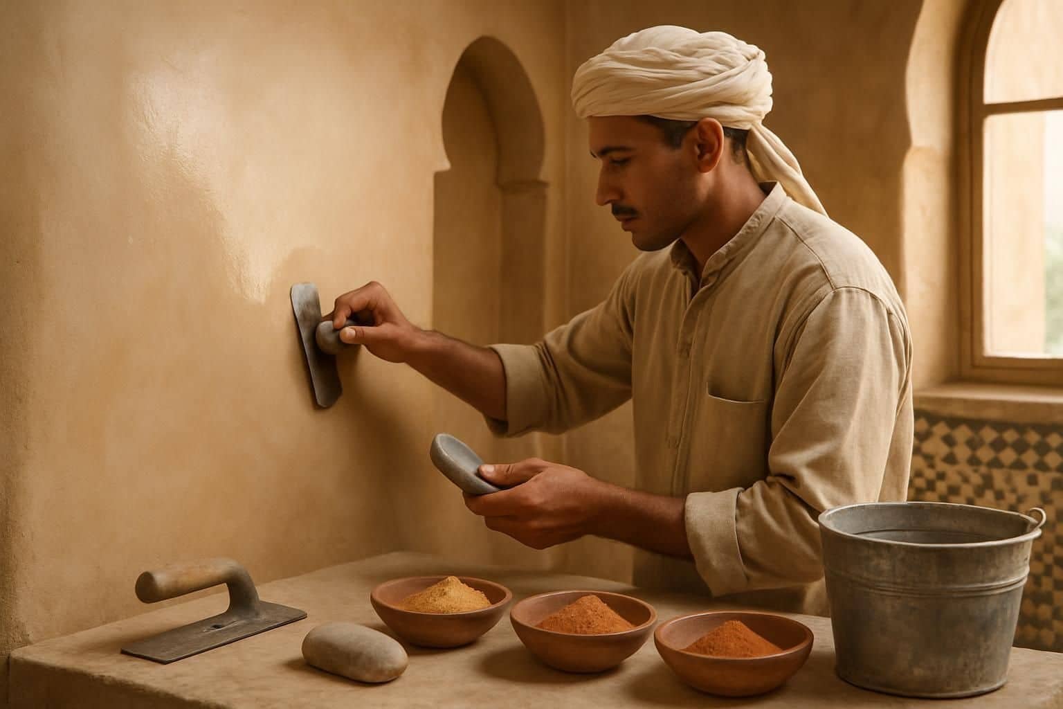 Découvrez notre guide complet sur le Tadelakt, un enduit traditionnel marocain naturel, pour sublimer vos murs avec authenticité et douceur.